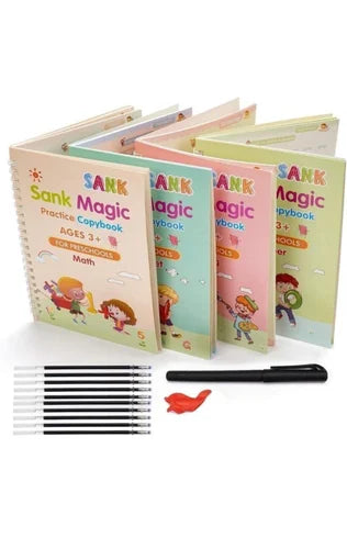 Sank Magic Practice Copybook (4 Books + Magic Pen & 10 Ink Refills)