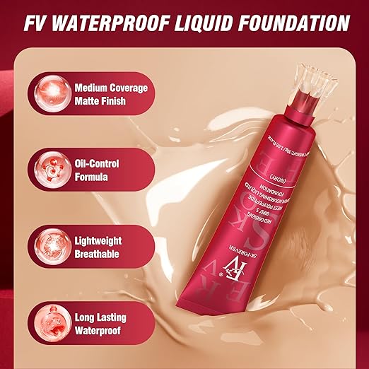 FV Waterproof Foundation with Medium Coverage, Oil-free & Long Lasting