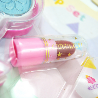 12 Colors Eyeshadow Makeup Set for 3+ Ages Children with Nail Polish, Lipstick and Artificial Nails