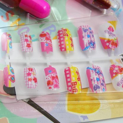 12 Colors Eyeshadow Makeup Set for 3+ Ages Children with Nail Polish, Lipstick and Artificial Nails